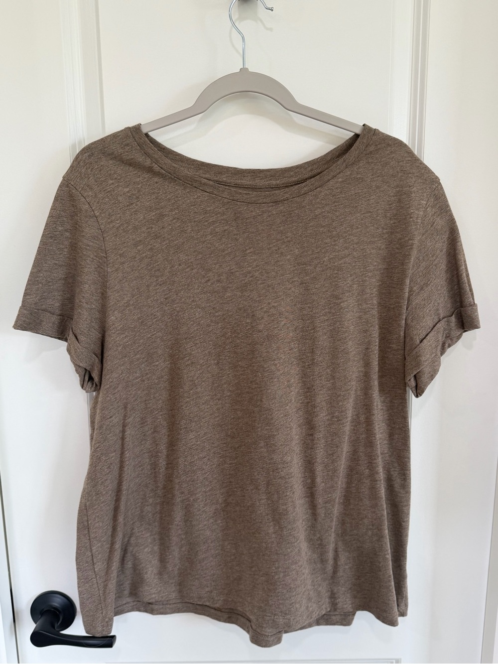 Max Studio Taupe Short Sleeve Crewneck Tee